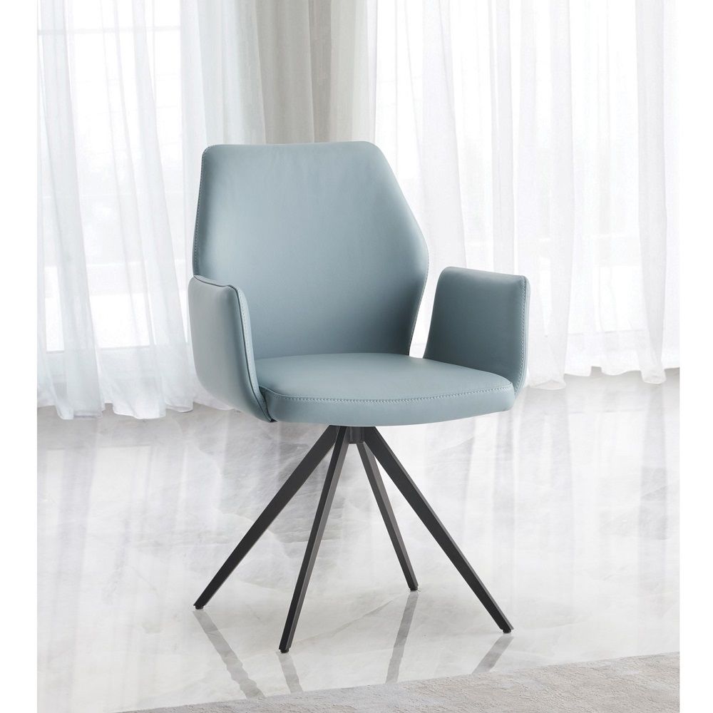 ACME Segismunda - Side Chair With Swivel - Light Blue & Black | Meri Furniture