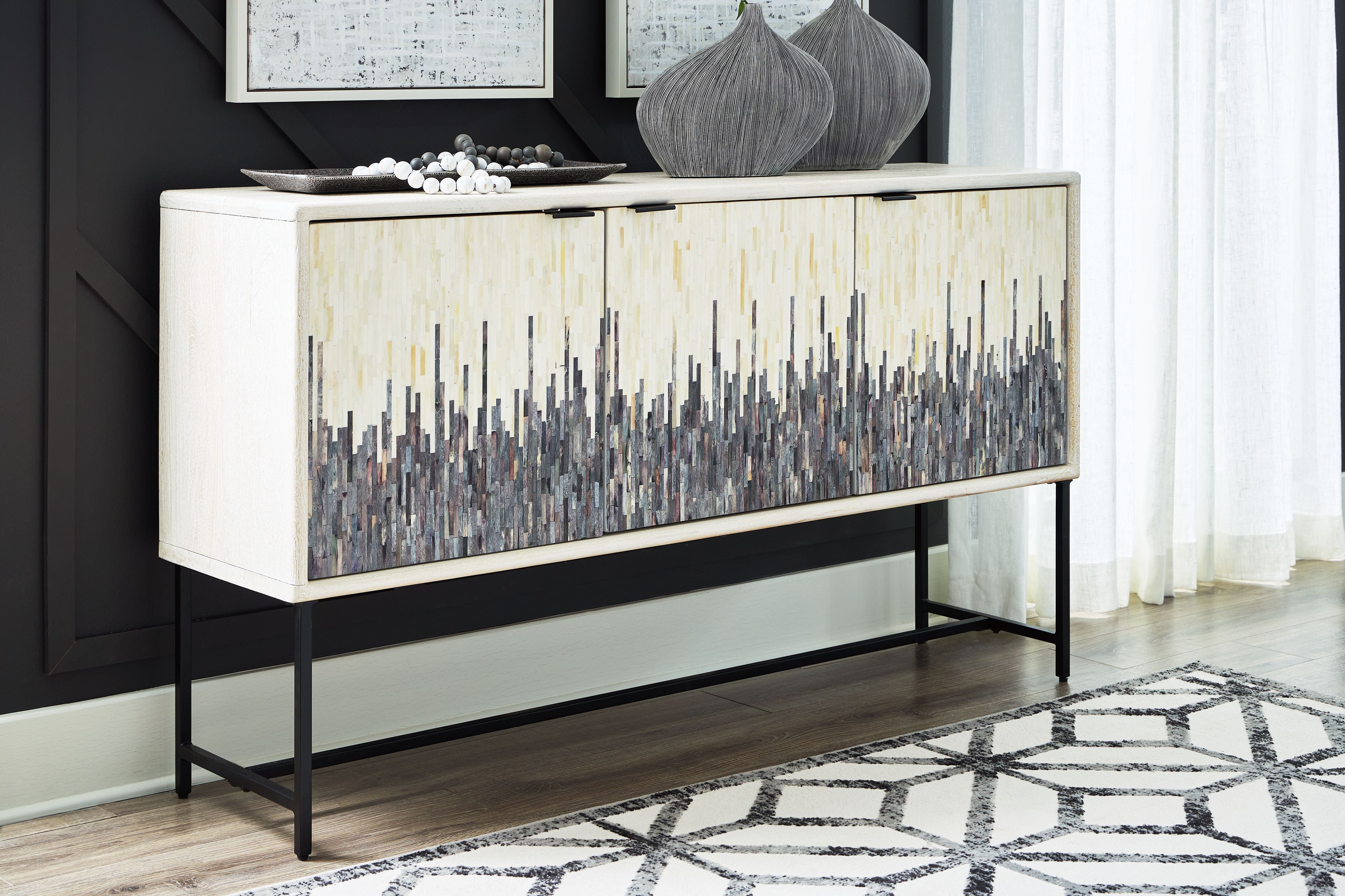 Signature Design by Ashley® Freyton - White / Gray - Accent Cabinet | Meri Furniture