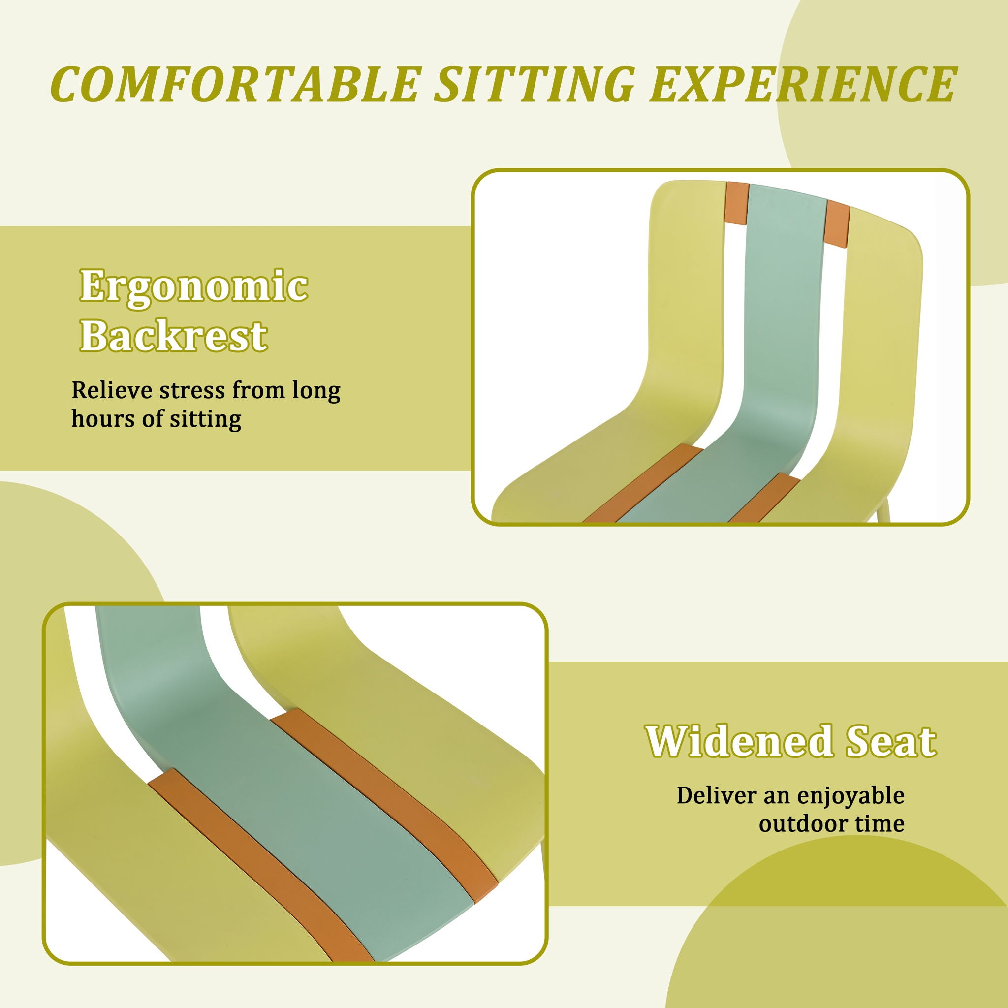 Modern Striped Blocking Single Chairs, Waterproof And Fade Resistant (Set of 4)