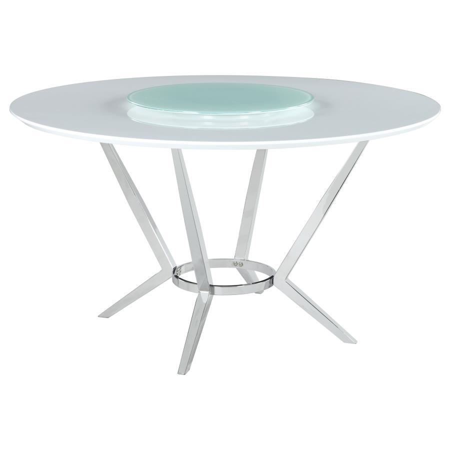 Coaster Fine Furniture Abby - Round Lazy Susan Dining Table - White High Gloss | Meri Furniture
