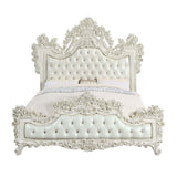 Adara - Eastern King Bed - White PU & Antique White Finish