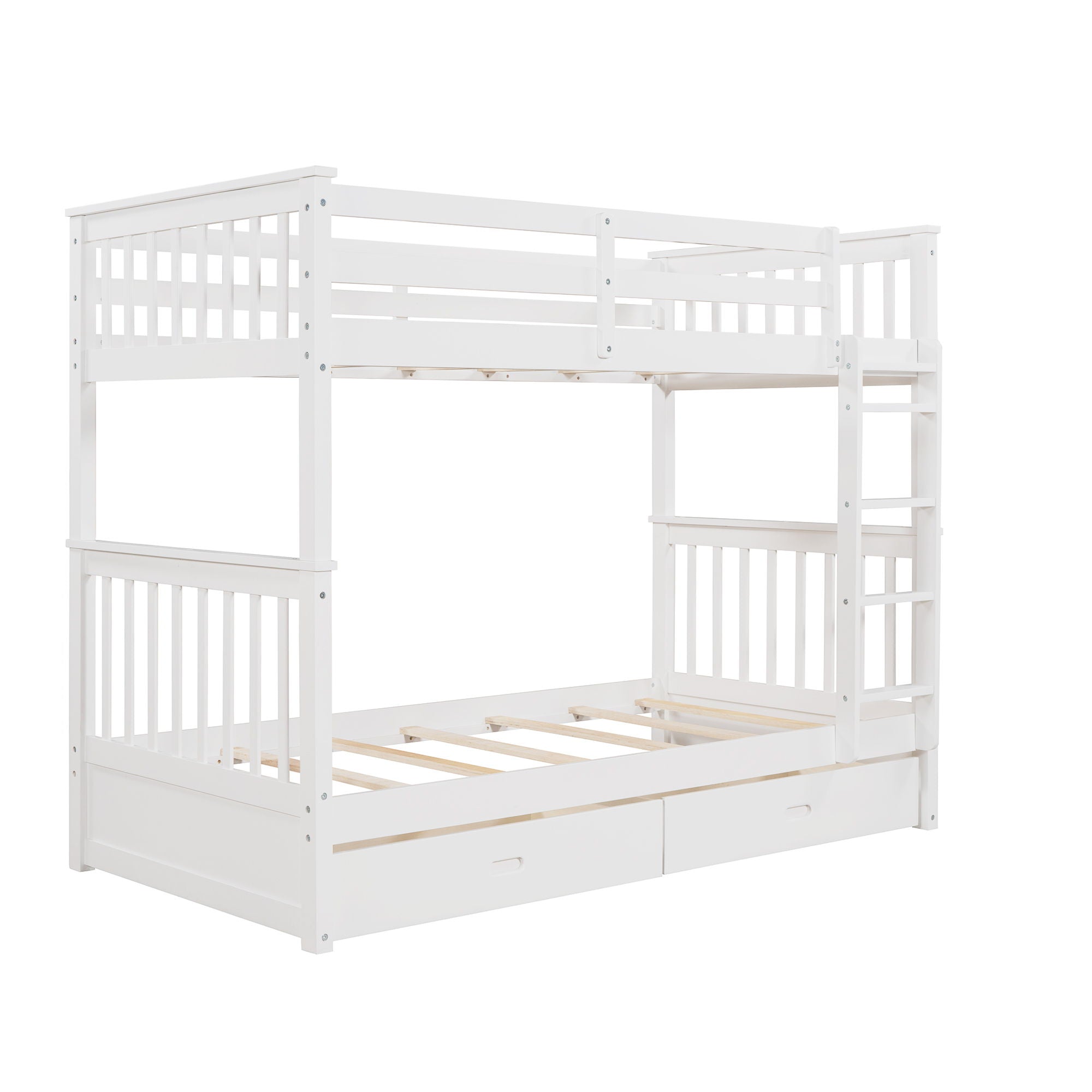 Bunk Bed With Ladders And 2 Storage Drawers