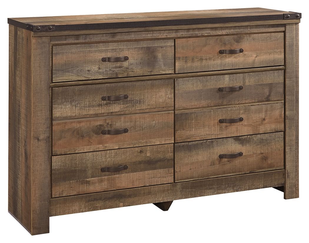 Ashley Furniture Trinell - Brown Dark - Six Drawer Dresser - 61.34" X 15.98" X 42.99" | Meri Furniture