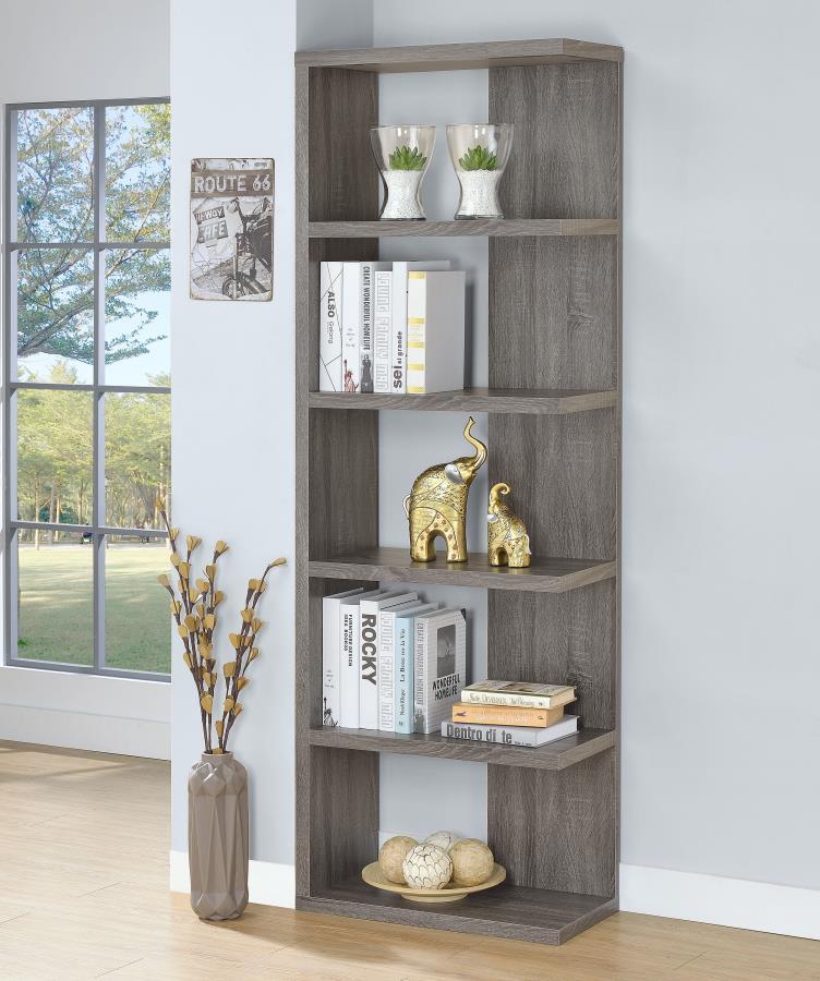 Coaster Fine Furniture Harrison - 5-Shelf Bookshelf - Weathered Gray | Meri Furniture