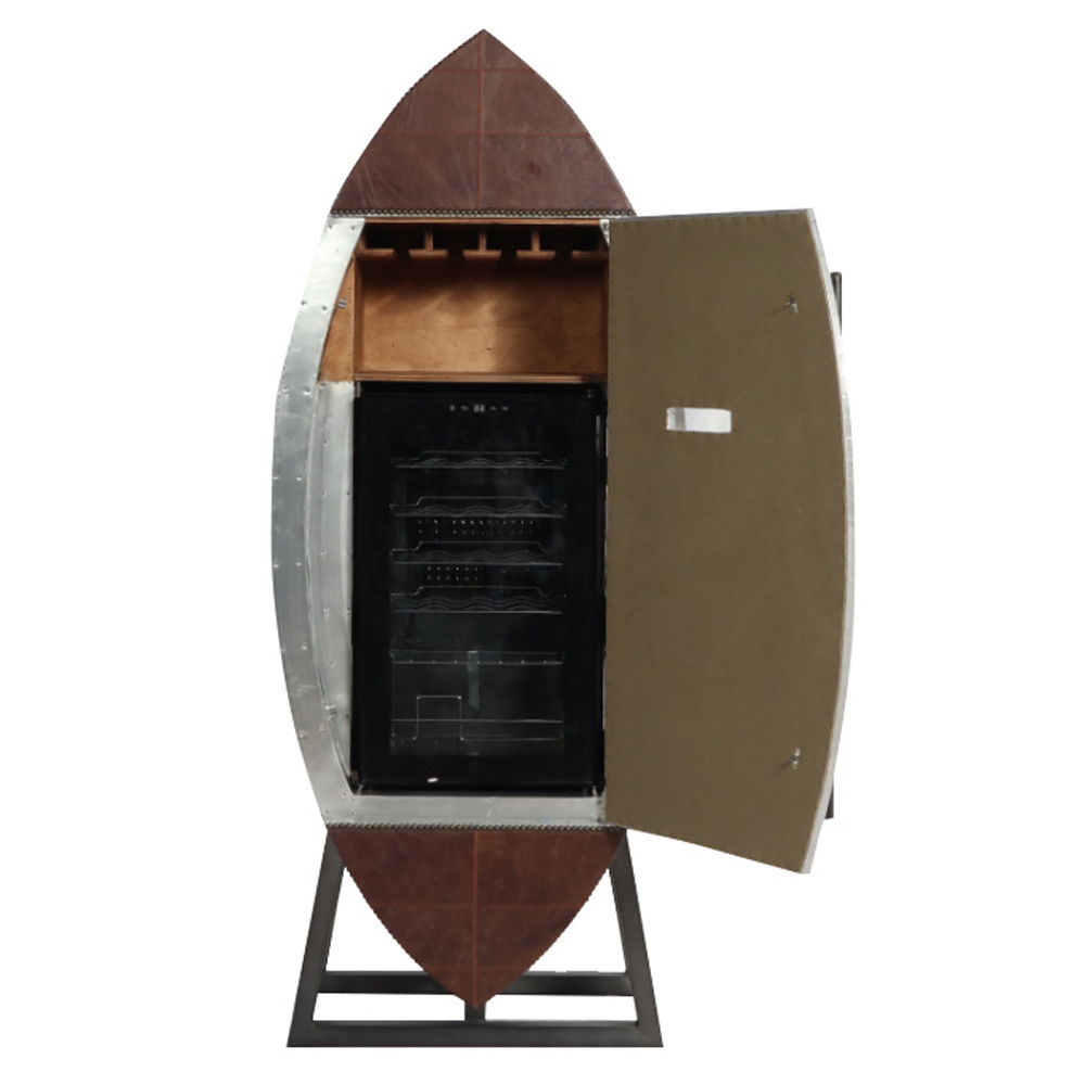 Brancaster - Wine Cooler - Retro Brown Top Grain Leather & Aluminum