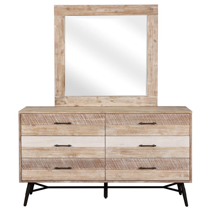 Coaster Fine Furniture Marlow - 6-Drawer Dresser With Mirror - Rough Sawn Multi | Meri Furniture