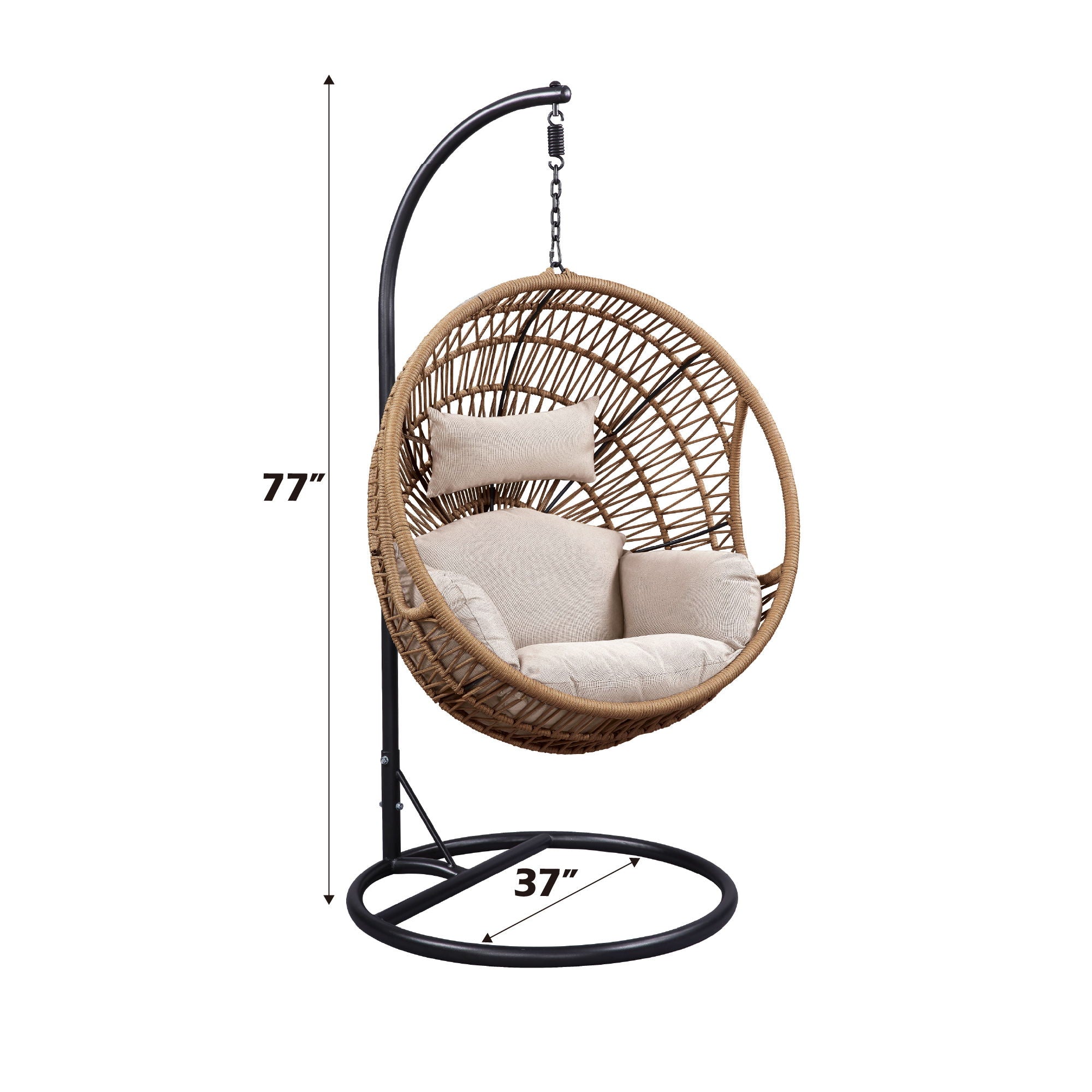 Vasant - Hanging Chair - Beige Fabric & Rope