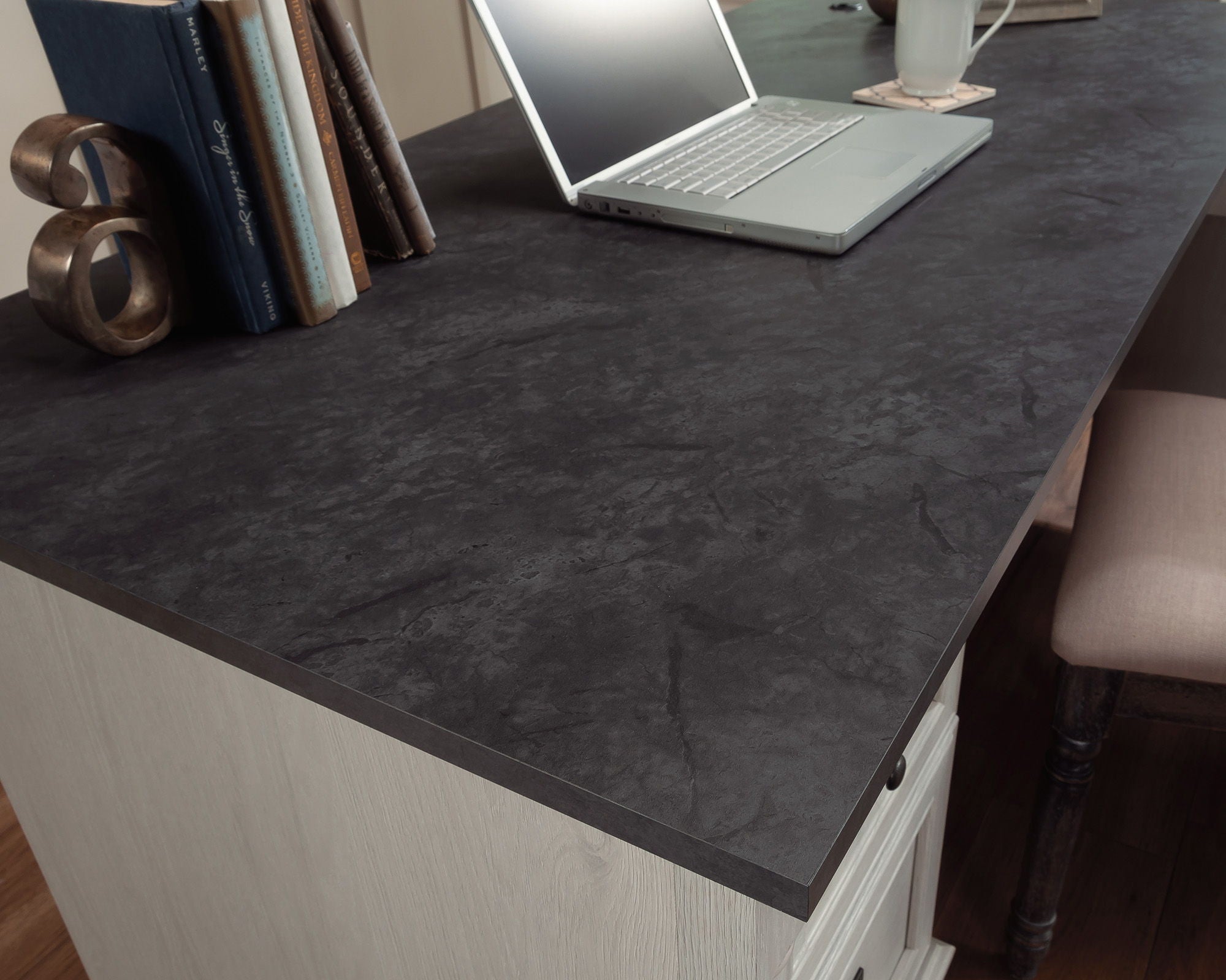 L-Shaped Home Office Desk in Glacier Oak