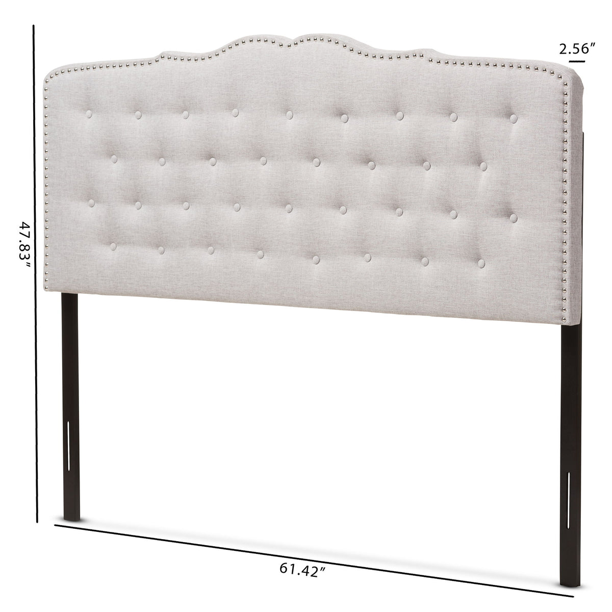 Lucy Modern and Contemporary Greyish Beige Fabric Queen Size Headboard