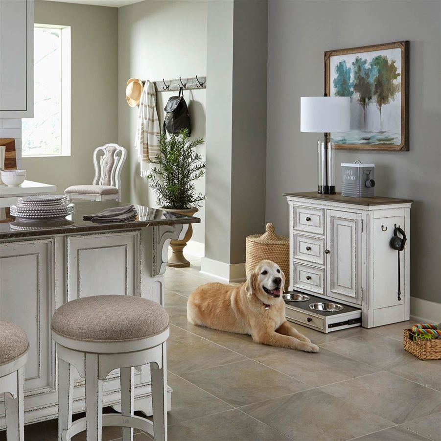 Liberty Furniture Magnolia Manor - Pet Feeder Cabinet - White | Meri Furniture