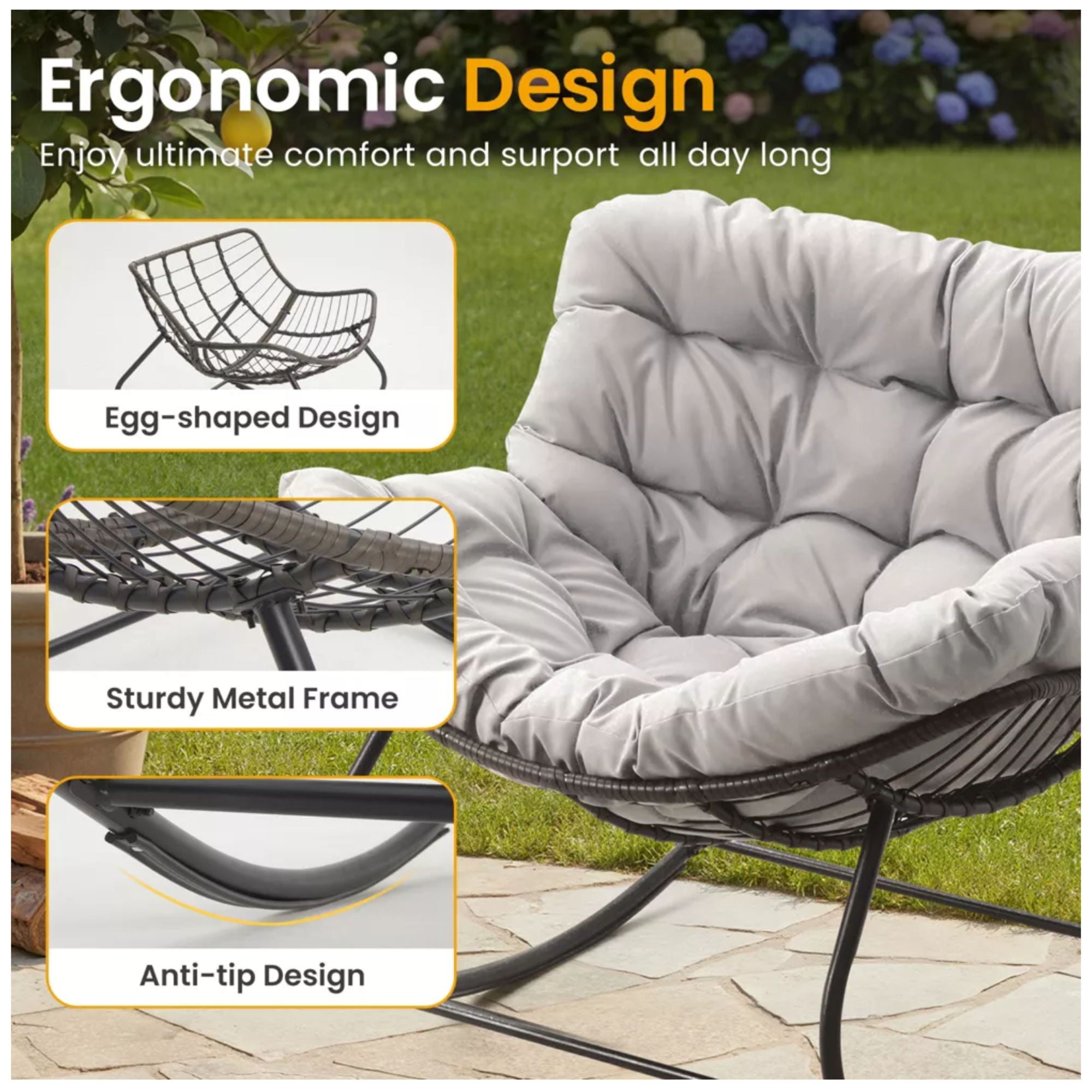 Egg Rocking Chair With Ottoman