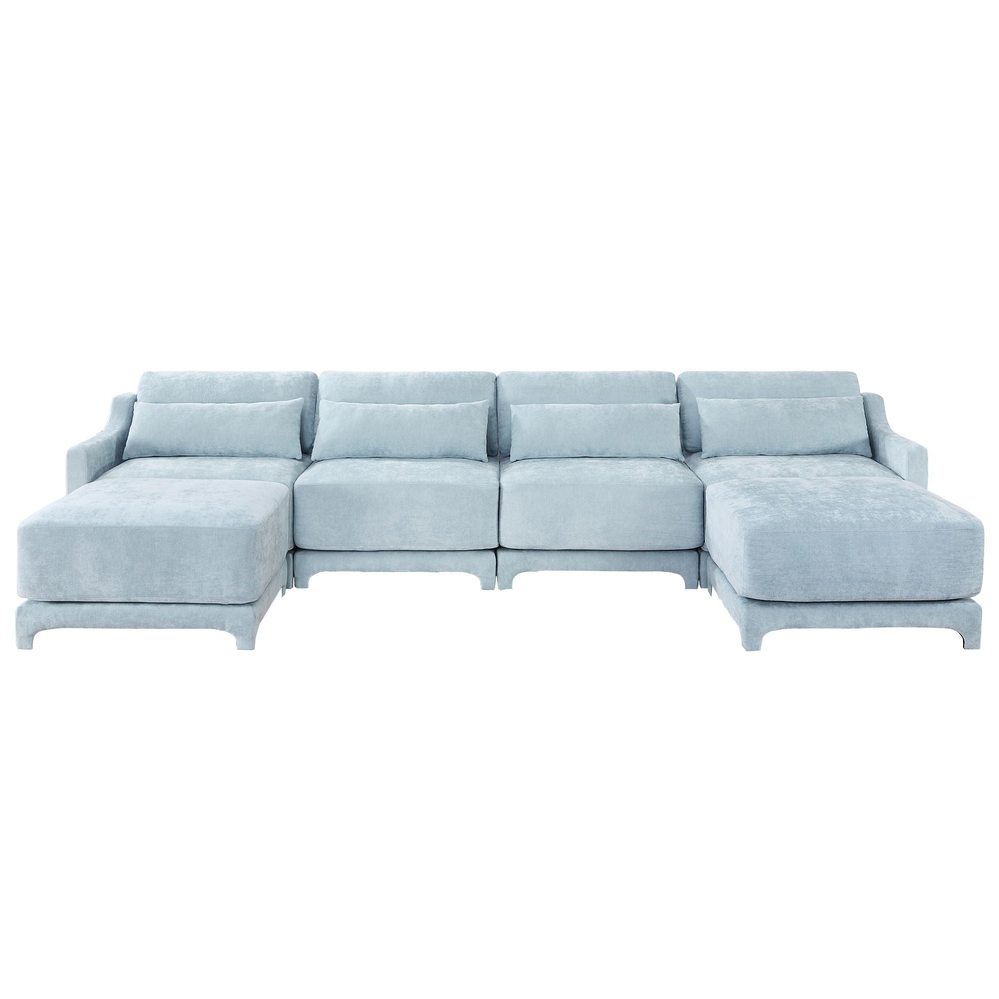 Stylish Sofa With Ottoman And Lumbar Pillows, Ergonomic Design