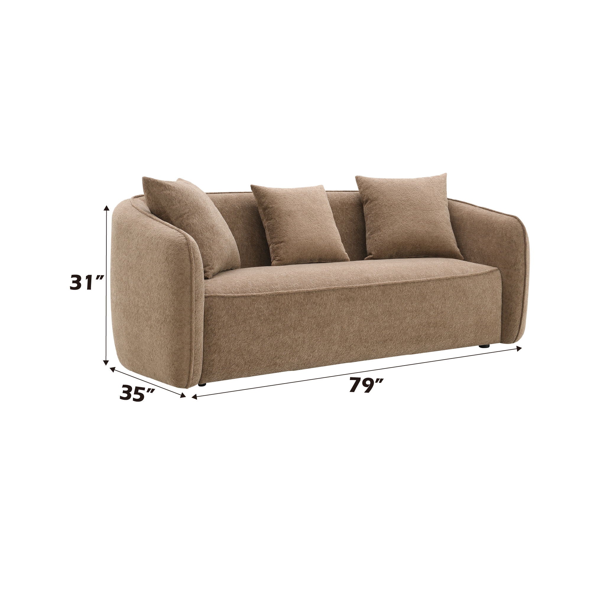 Keith - 3 Piece Living Room Set (Comes With Matching Color Toss Pillows)