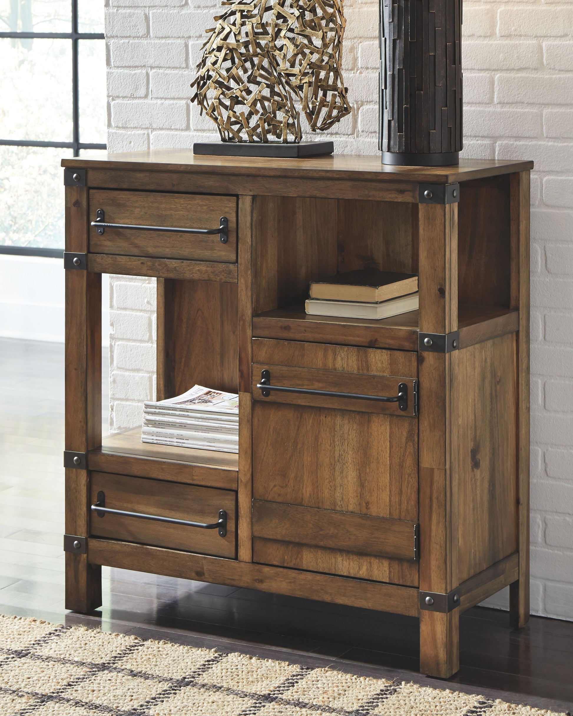 Ashley Furniture Roybeck - Light Brown / Bronze - Accent Cabinet | Meri Furniture