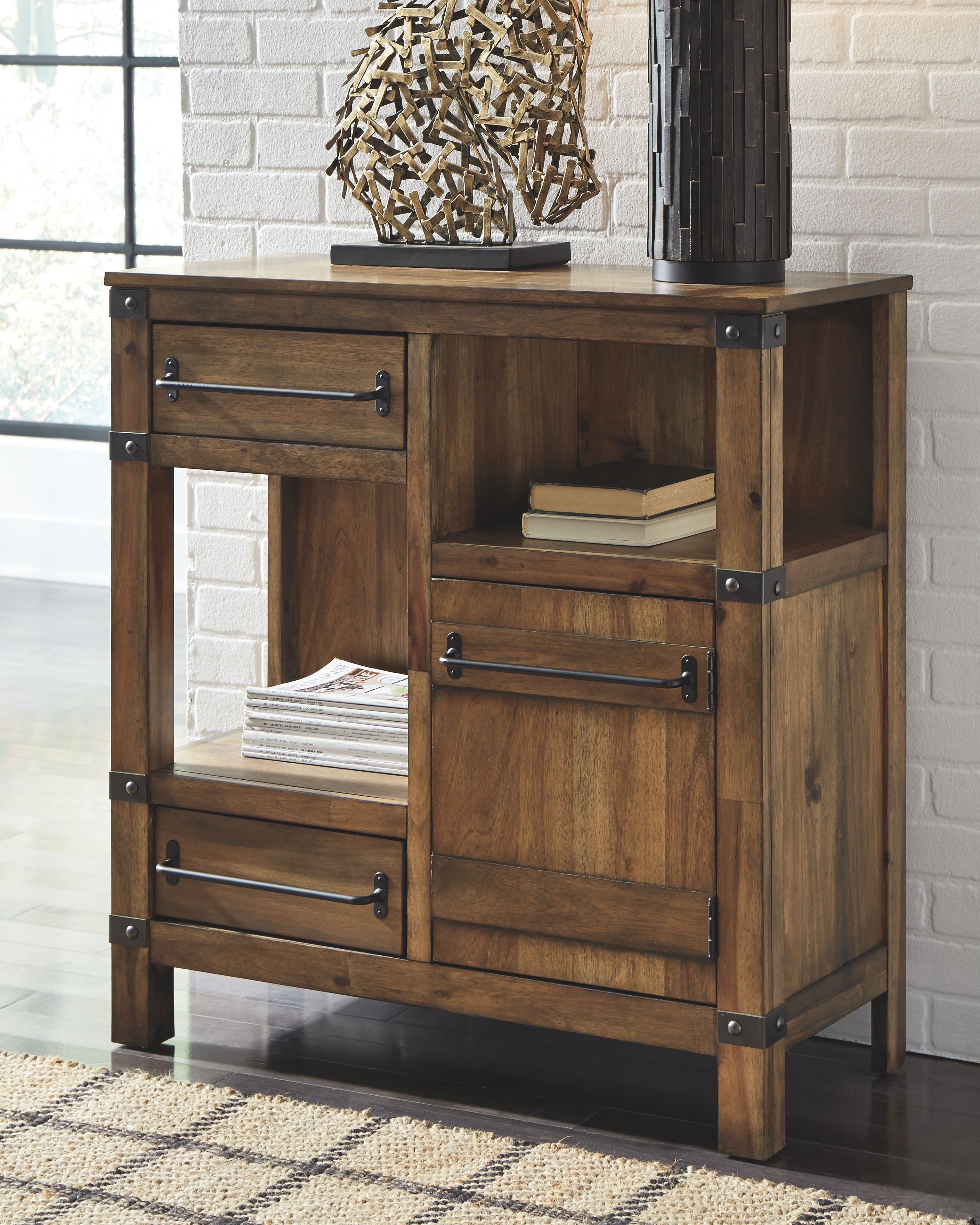 Ashley Furniture Roybeck - Light Brown / Bronze - Accent Cabinet | Meri Furniture