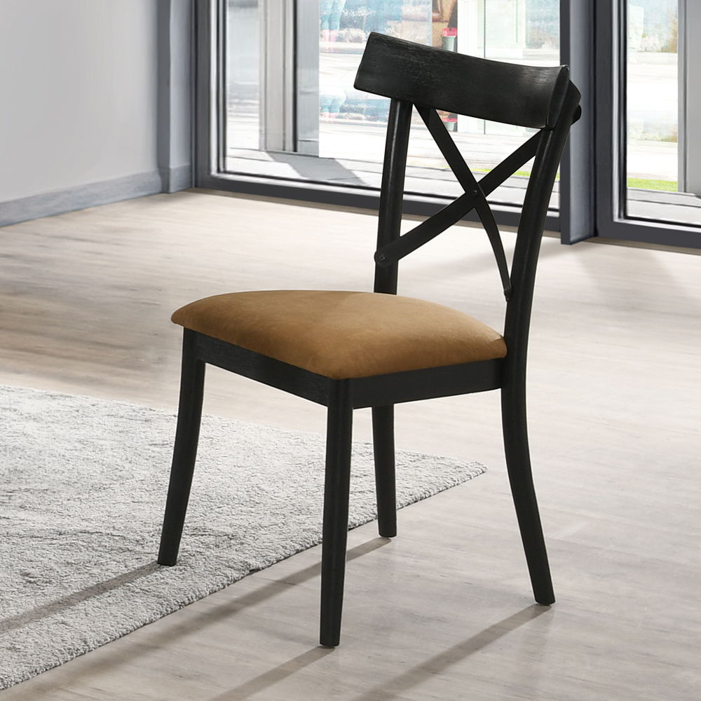 ACME Hillary - Side Chair (Set of 2) - Walnut & Black | Meri Furniture