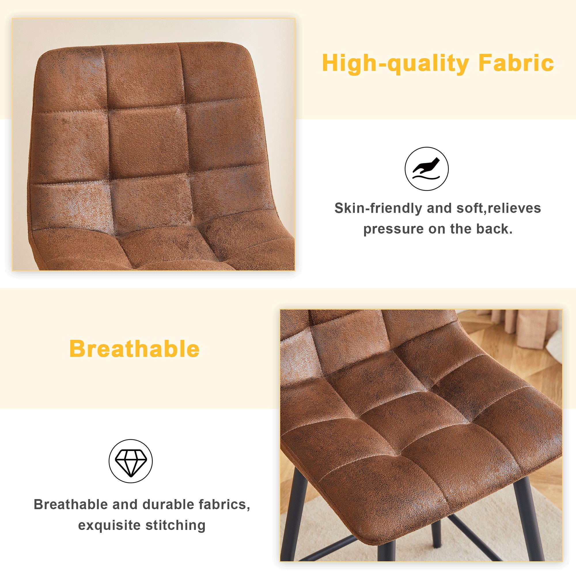 Bar Chair Set Comfortable With Metal Legs And Ergonomic Design