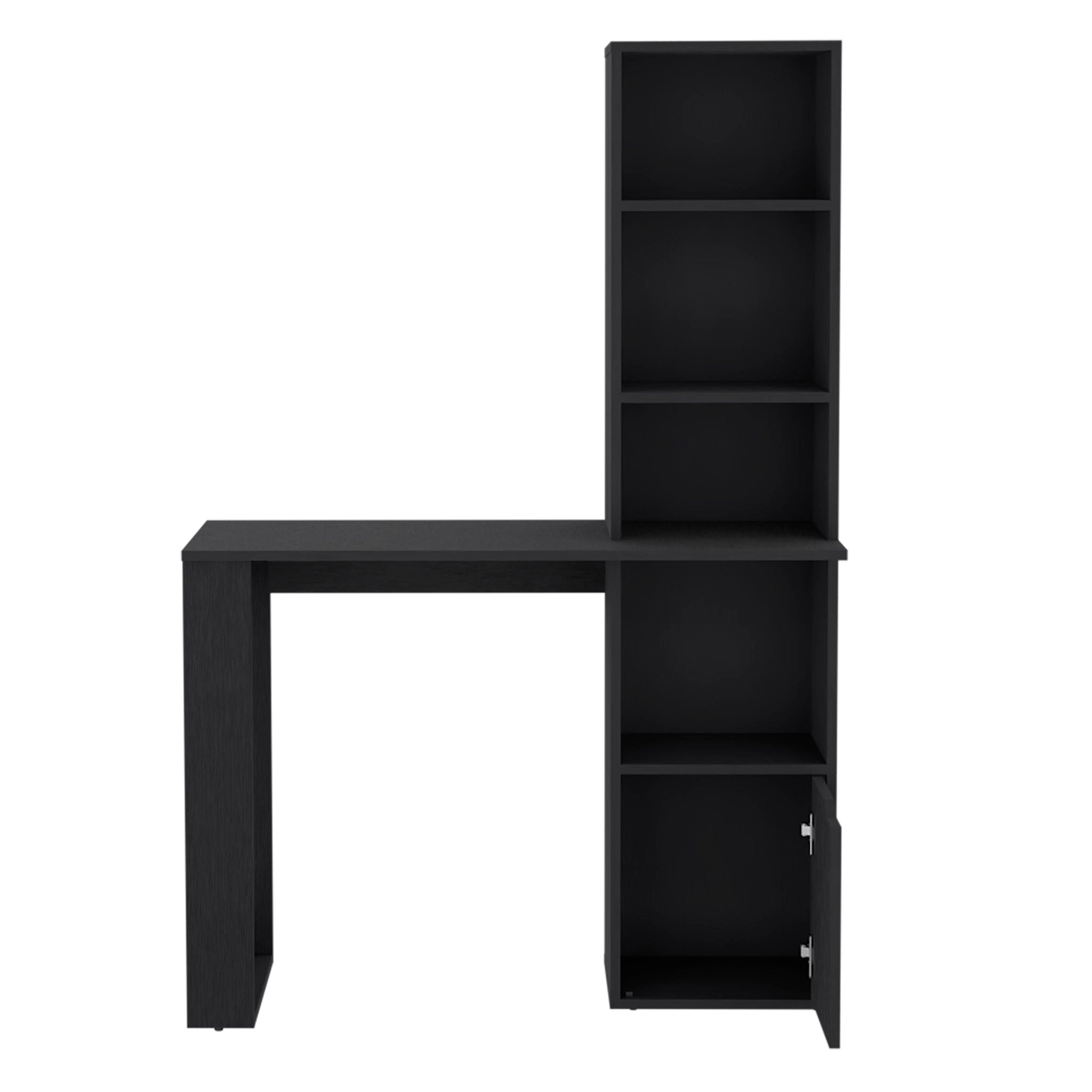 Writing Desk With Bookcase And Cabinet - Black