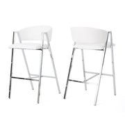 Modern Bar Stools With Low Back And Arms And Durable Metal Frame (Set of 2) - Ivory