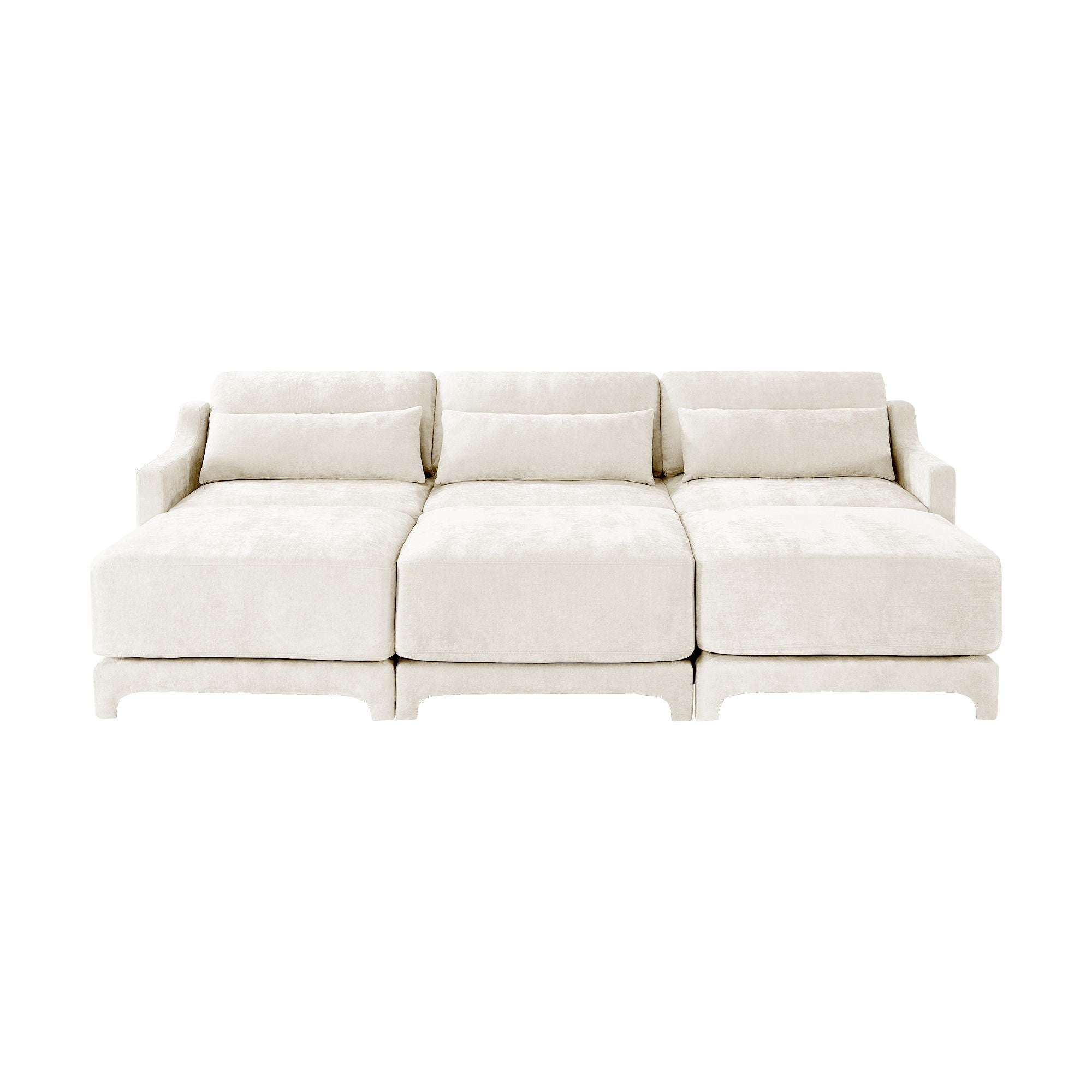 Stylish Sofa With Ottoman And Lumbar Pillows, Ergonomic Design