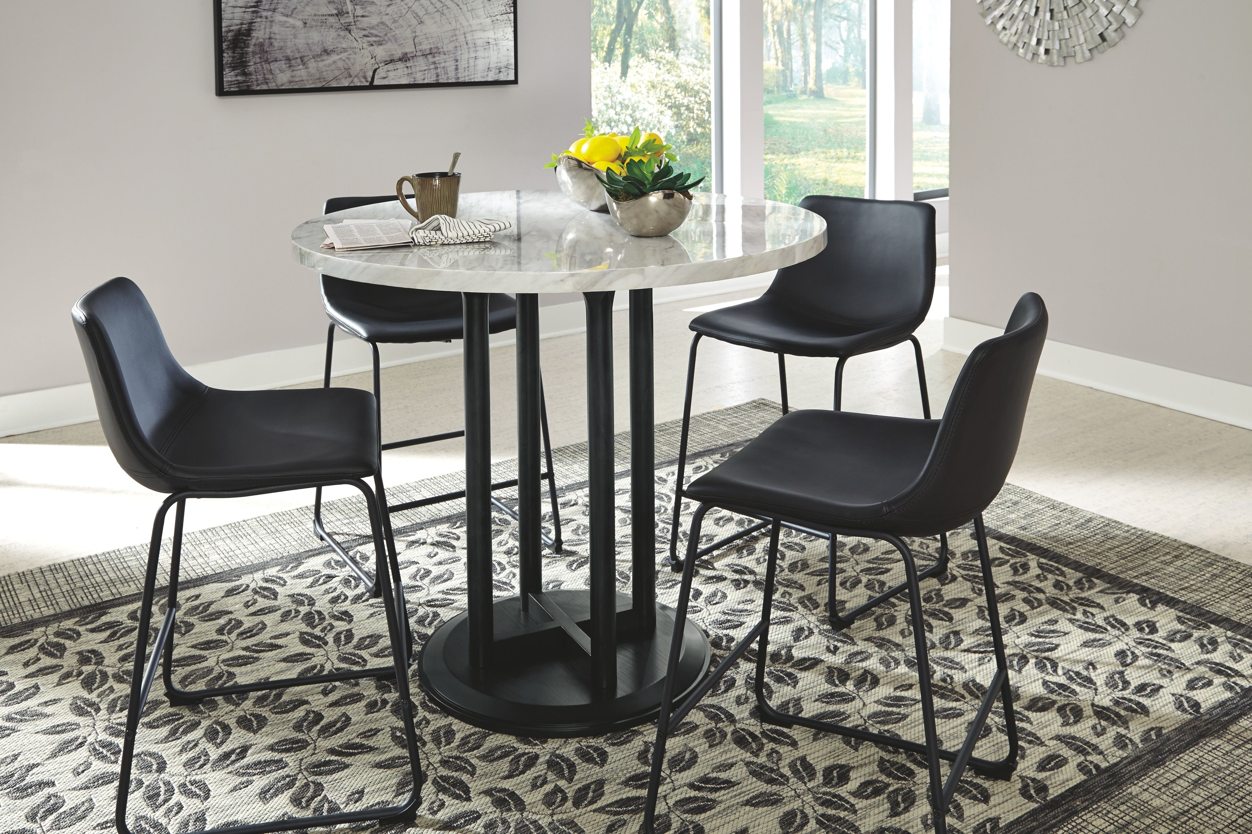 Signature Design by Ashley® Centiar - Black / Gray - Round Dining Room Counter Table | Meri Furniture