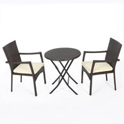3 Piece Bistro Set With Water Resistant Cushions And 2 Chairs - Brown Multi