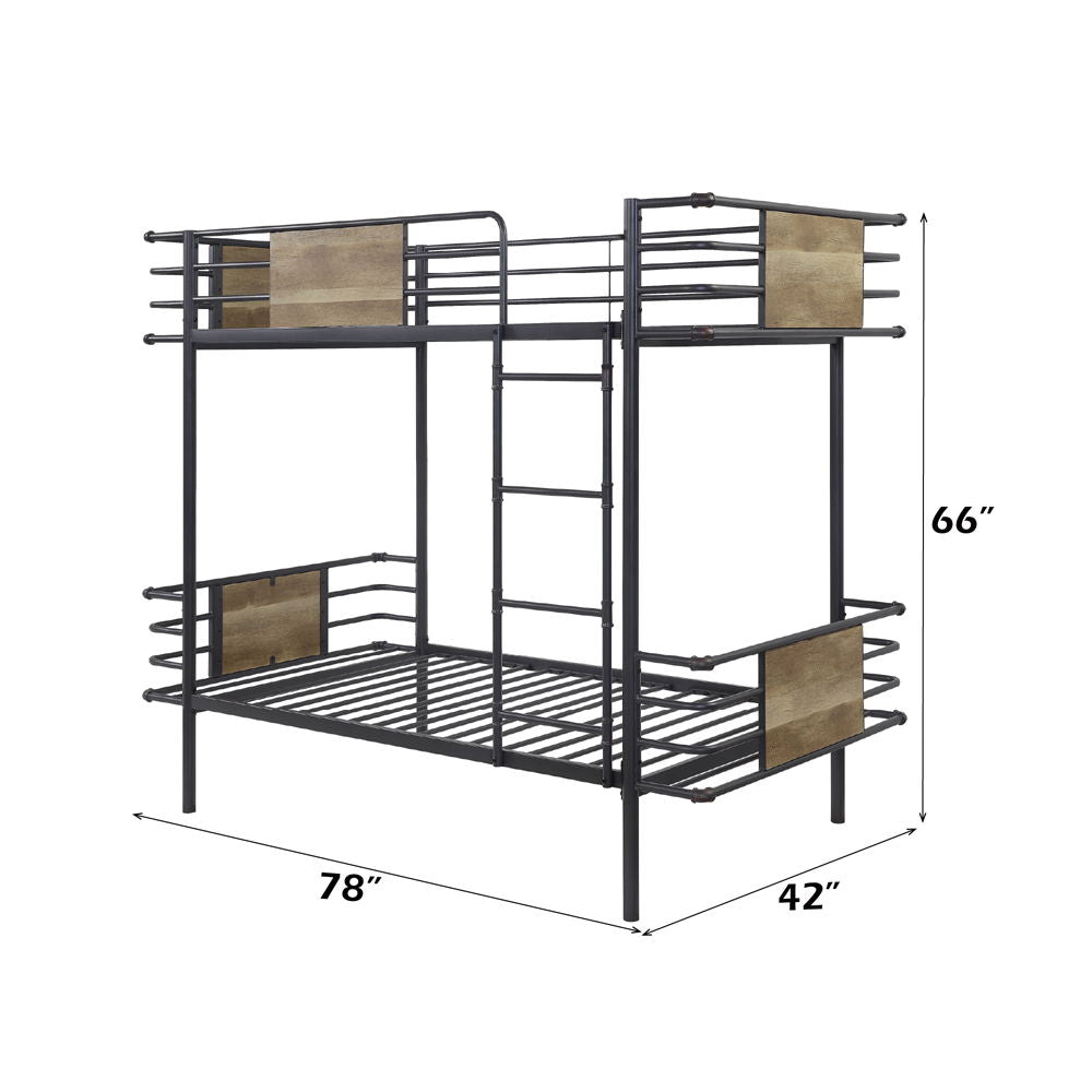 Deliz - Twin Over Twin Bunk Bed - Gunmetal