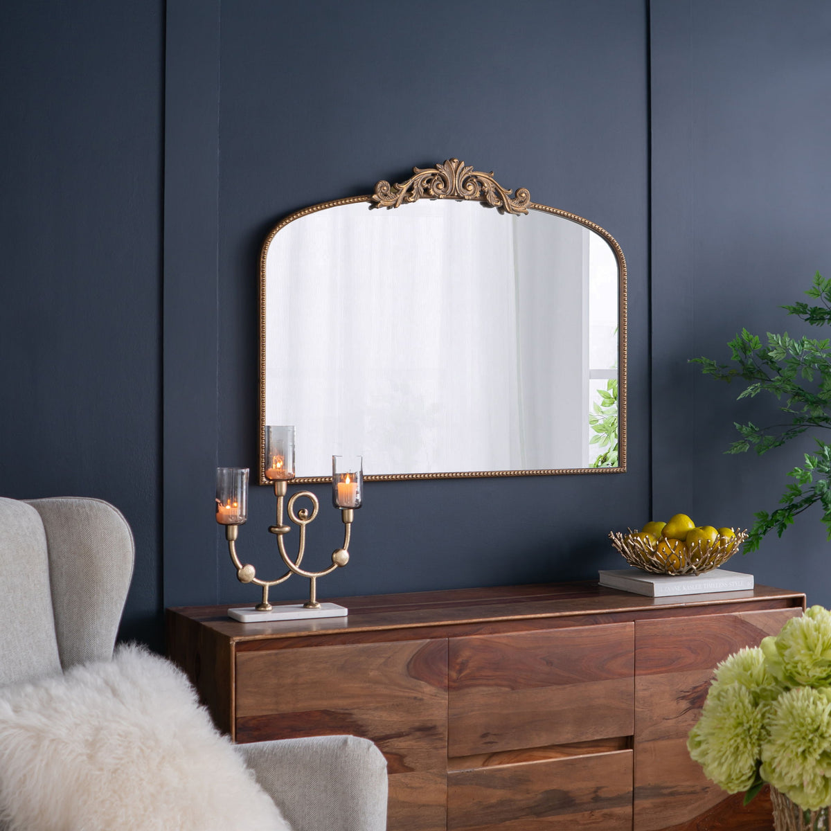 Arch Mirror, Baroque Inspired Wall Decor For Bathroom, Bedroom, Living Room