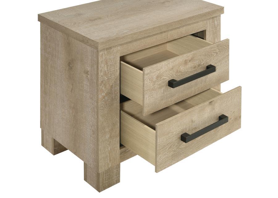 Oakglen - 2-Drawer Nightstand Bedside Table - Weathered Oak