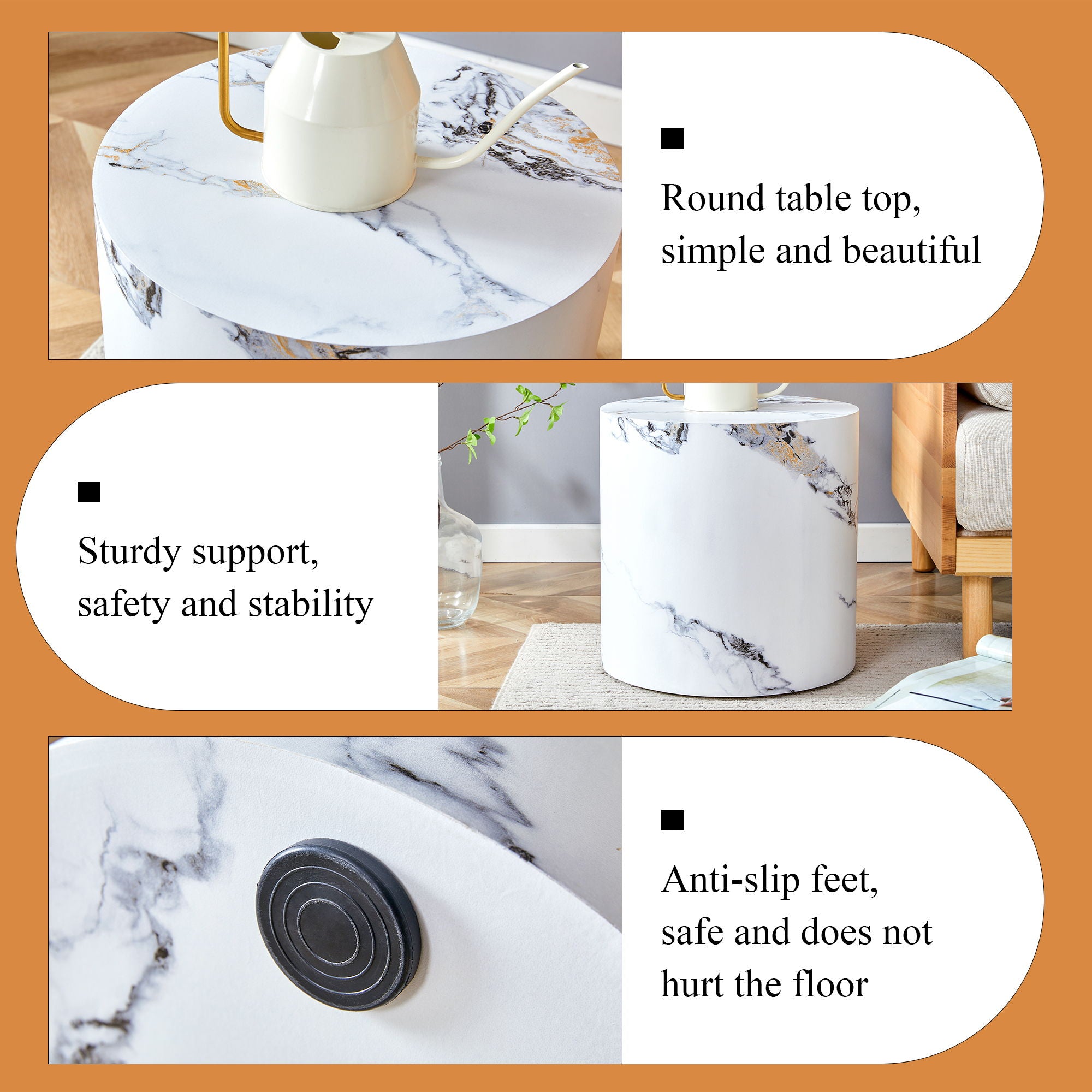 Elegant Cylindrical Table With Patterned Design For Versatile Use - White