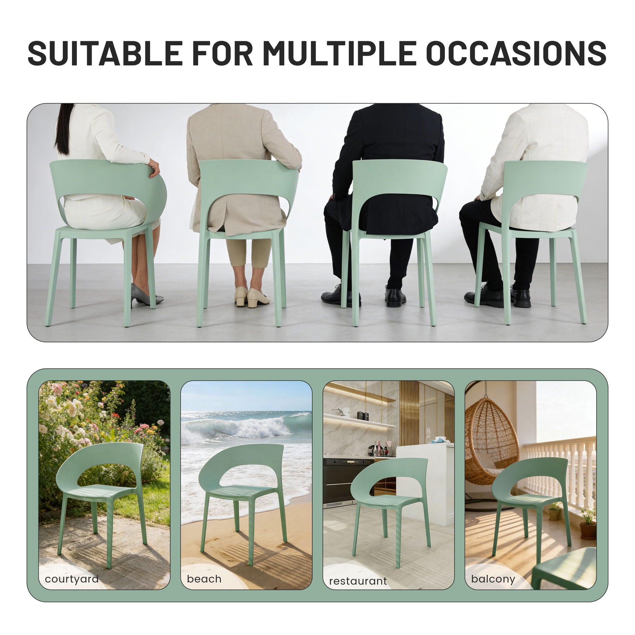 4 Piece Set Of Modern Designed Single Chairs With Long Table