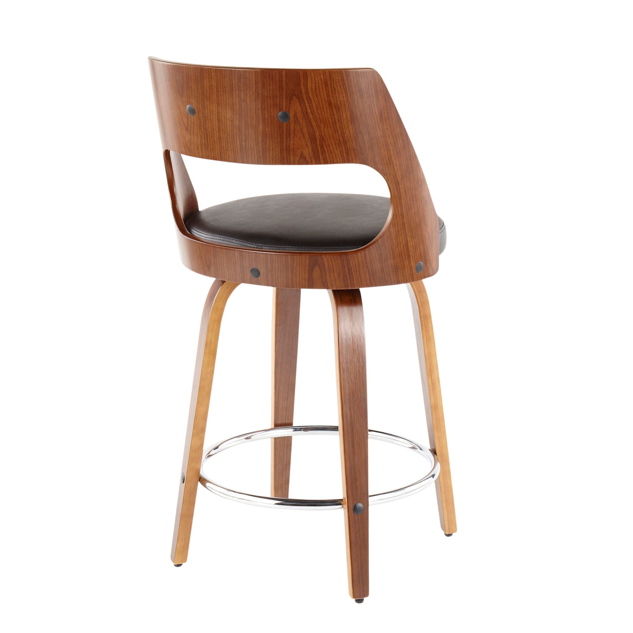 Cecina - Mid-Century Modern Fixed Height Counter Stool With Swivel And Round Footrest (Set of 2)
