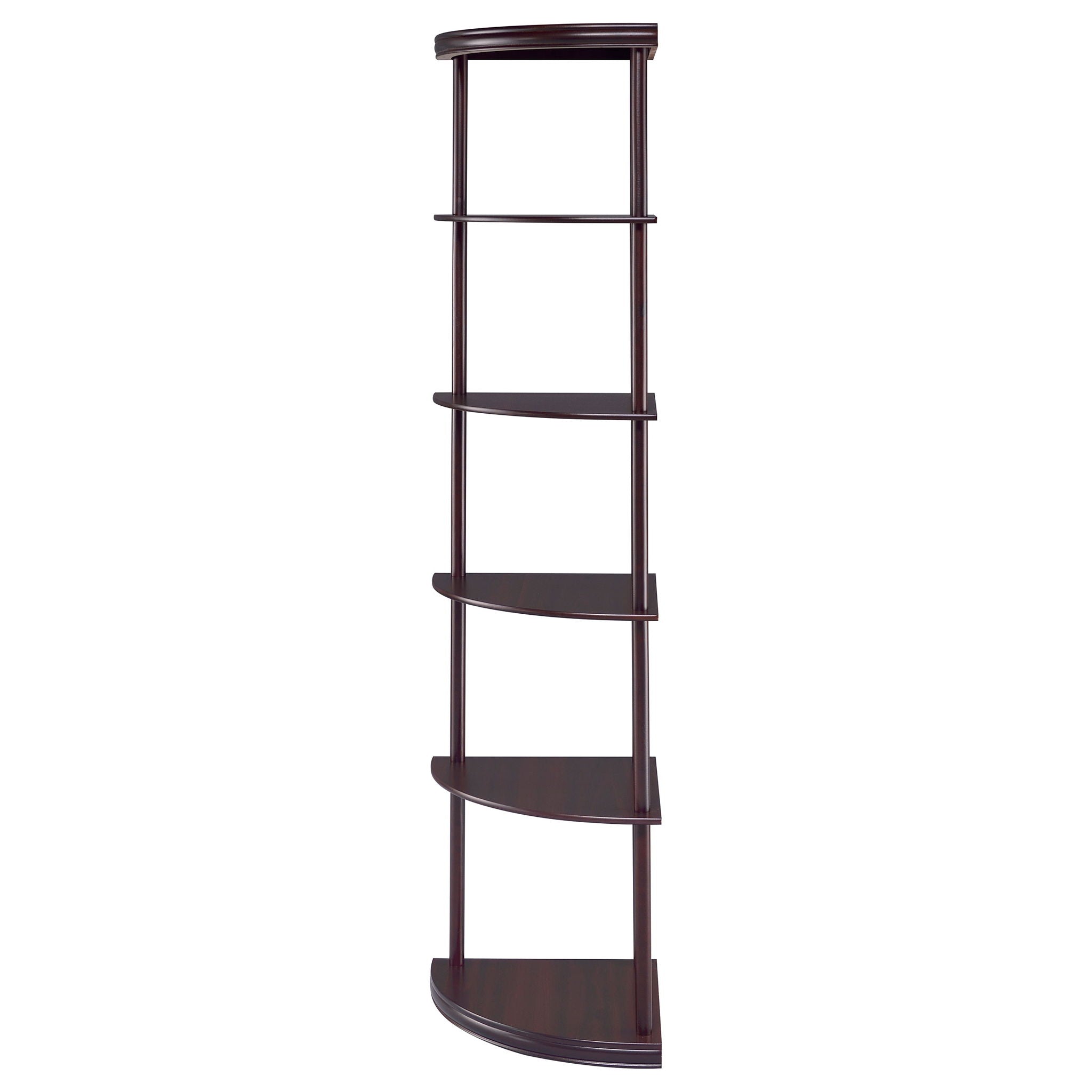 Corner Bookcase With 5 Shelves, Compact Design For Living Room - Cappuccino