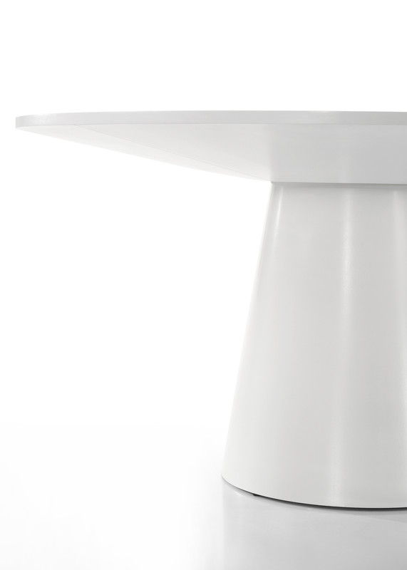 Jasper 59" White 3 Piece Round Dining Table Set with Pedestal Base and Gray Barrel Chairs