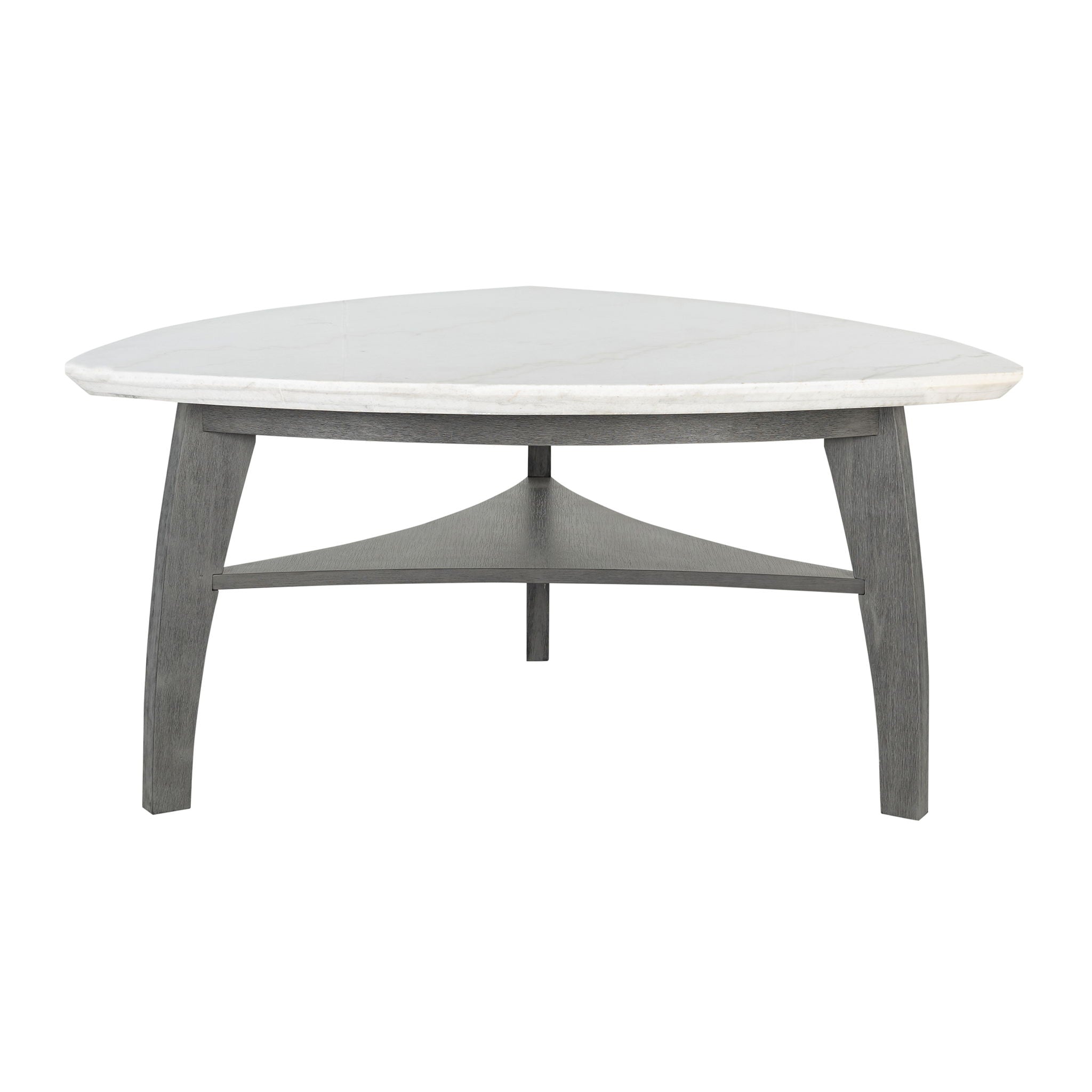 Jasmine - Bar Table With Arched Legs And Marble Top, Triangular Shape - Gray
