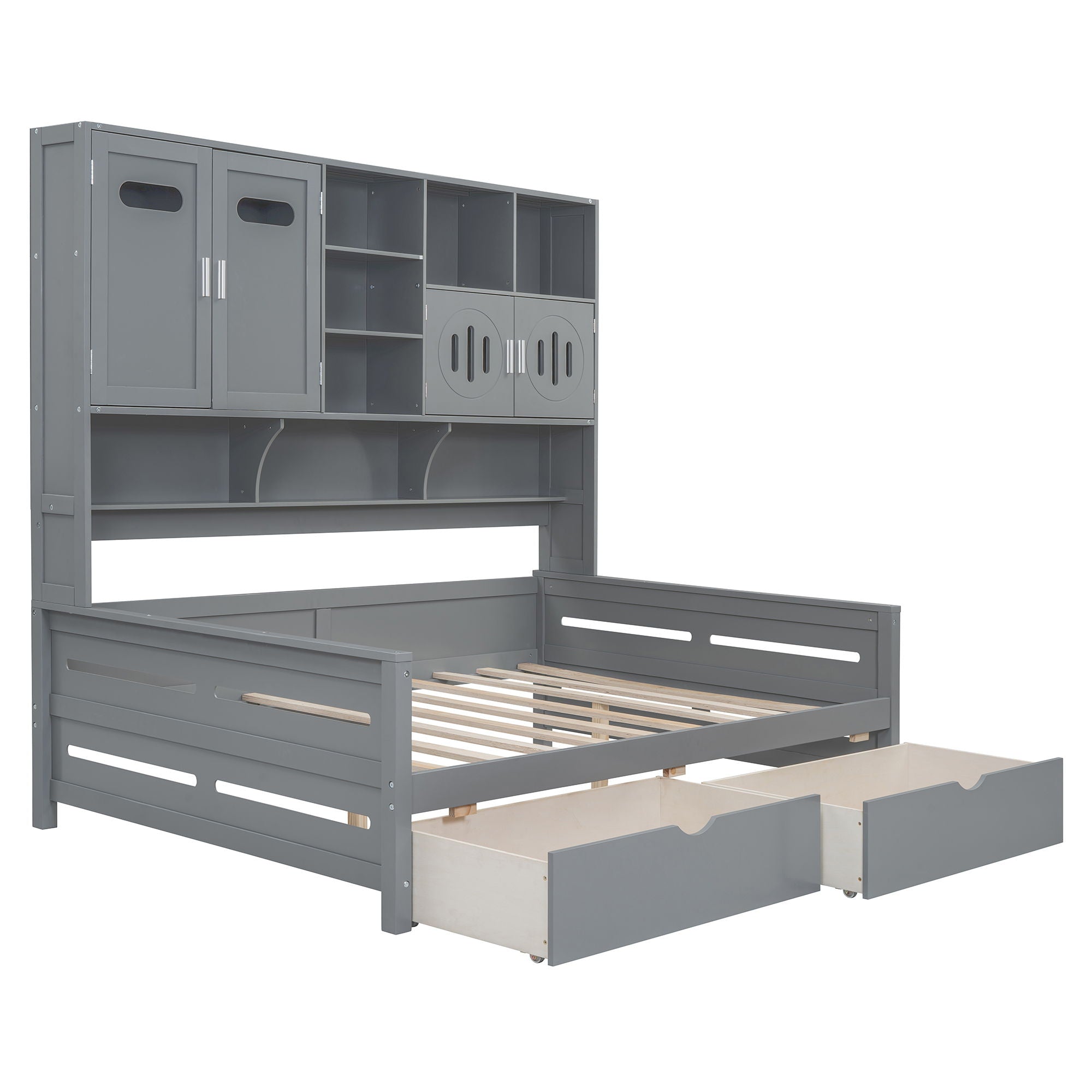 Daybed With All-In-One Cabinet And Shelf