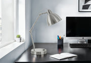 Lighting, Table Lamp, USB Port Included, Nickel Metal, Nickel Shade, Modern - Silver