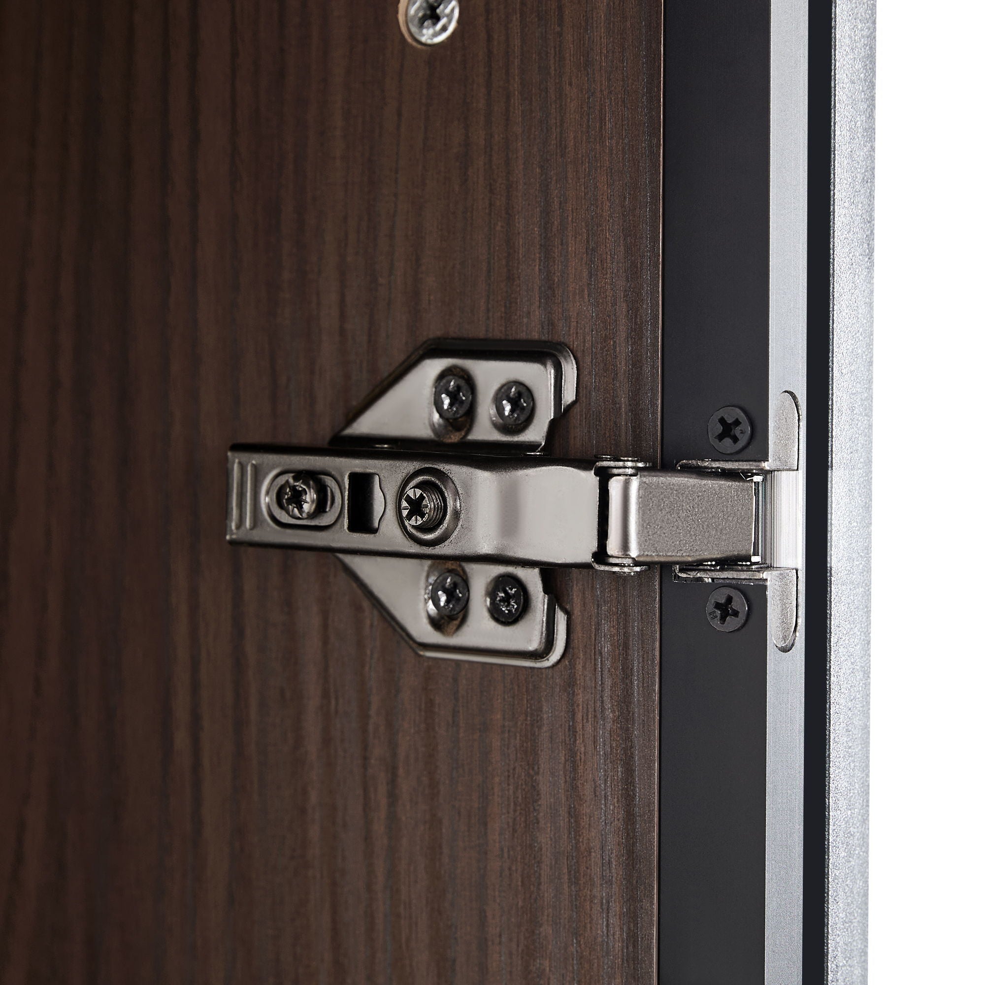 Modern Minimalist Tall Lighted Display Cabinet With Tempered Glass Door - Black / Dark Walnut