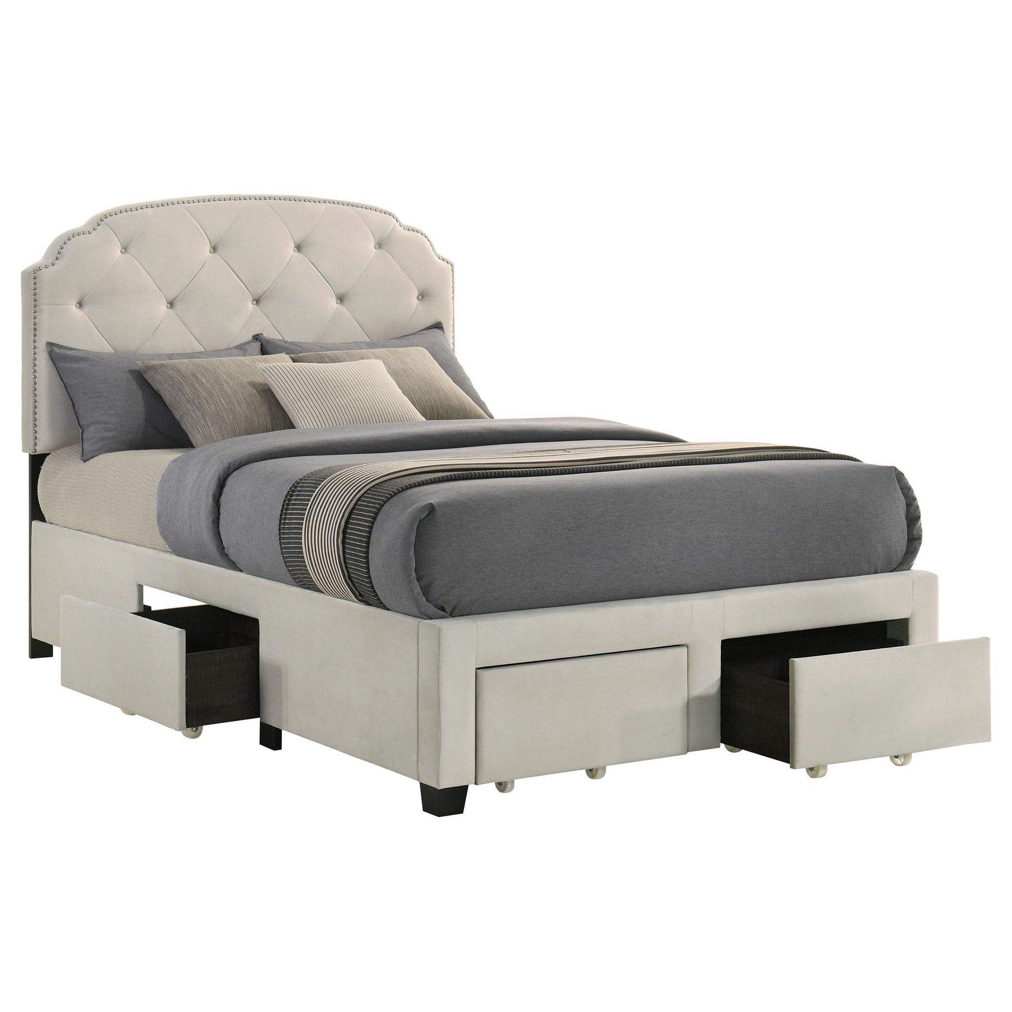 Marianna 4-drawer Upholstered Full Storage Bed Cream
