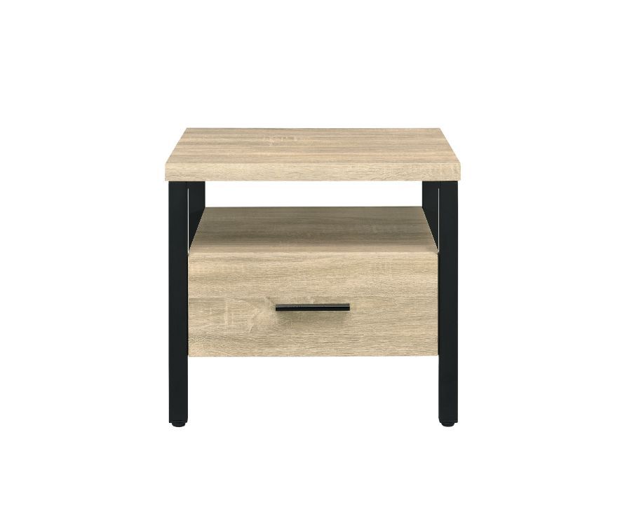 ACME Yawan - Accent Table - Oak & Black Finish | Meri Furniture