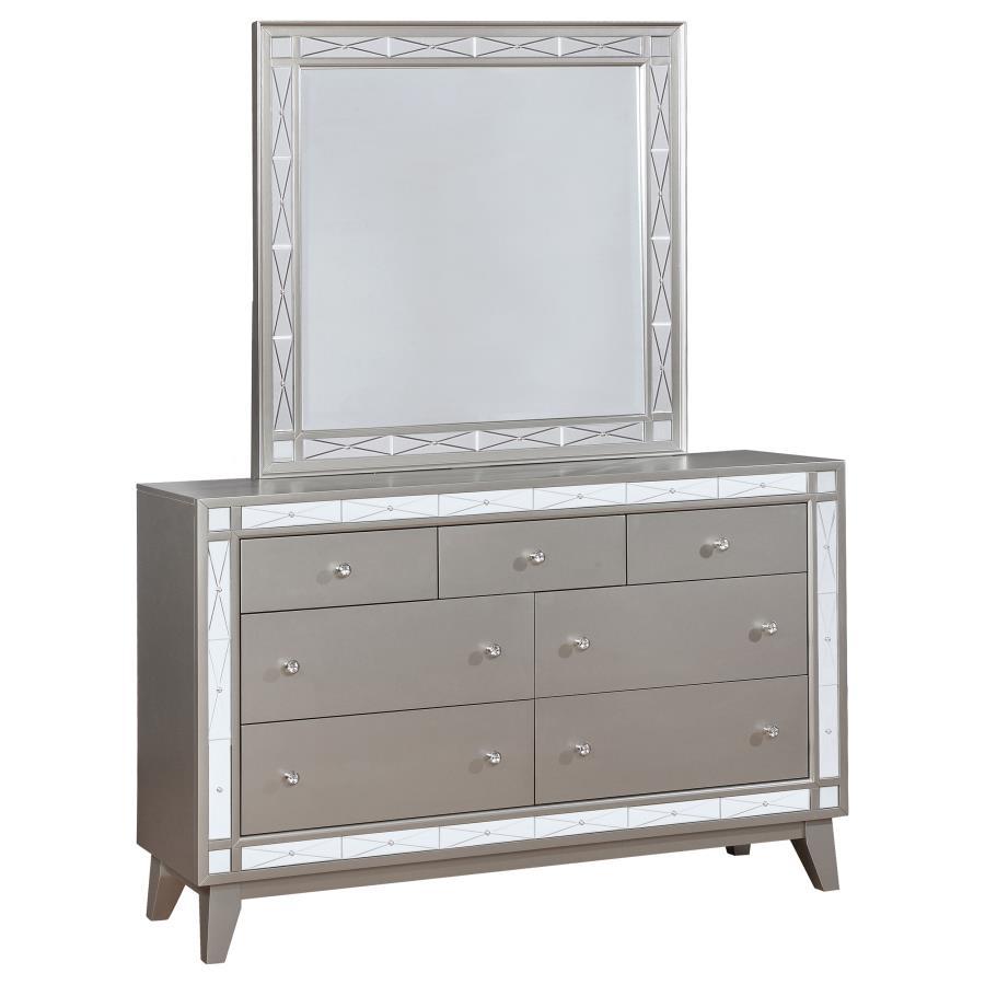 Coaster Fine Furniture Leighton - 7-Drawer Dresser With Mirror - Metallic Mercury | Meri Furniture