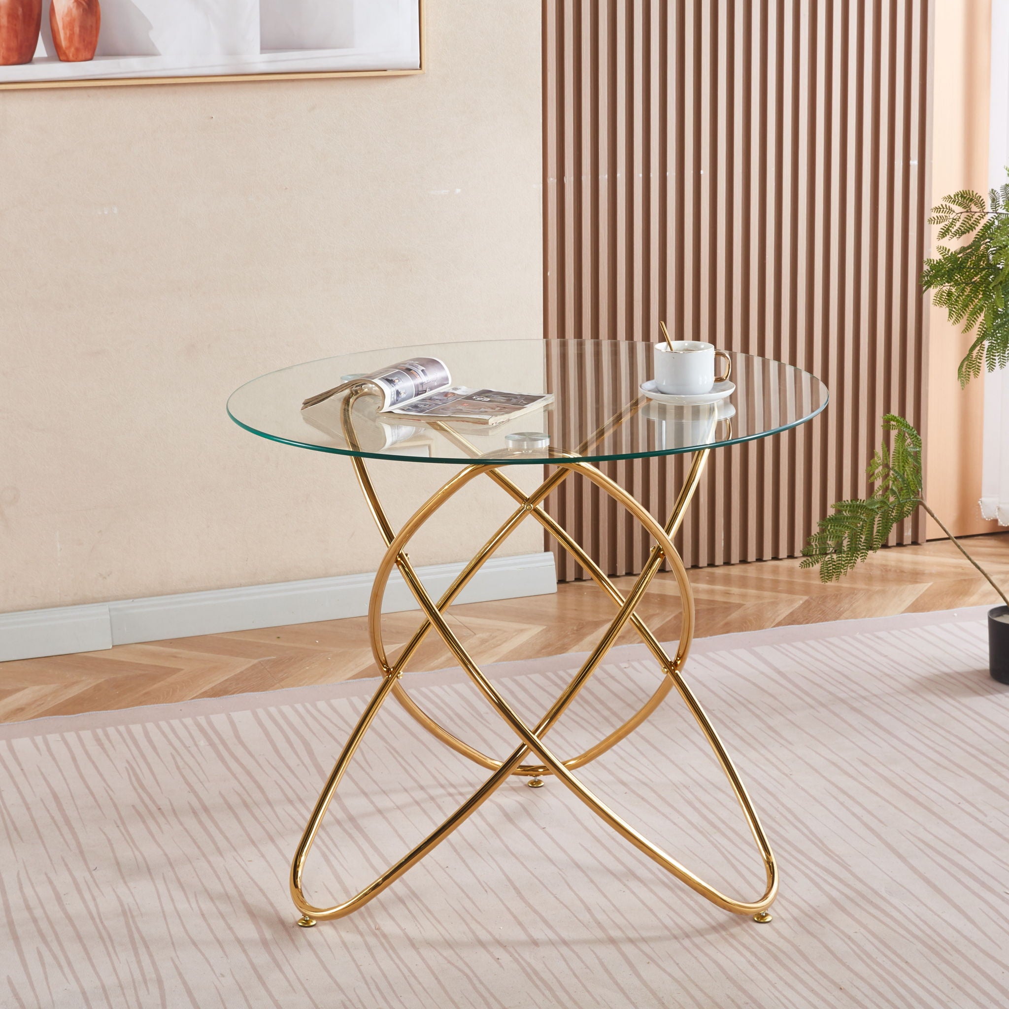 Metal Leg Dining Table With Tempered Glass Top