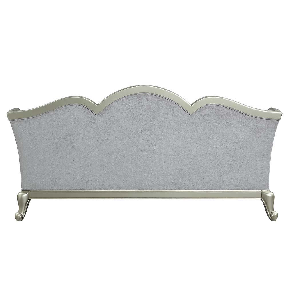 ACME Qunsia - Sofa - Light Gray Linen & Champagne Finish | Meri Furniture