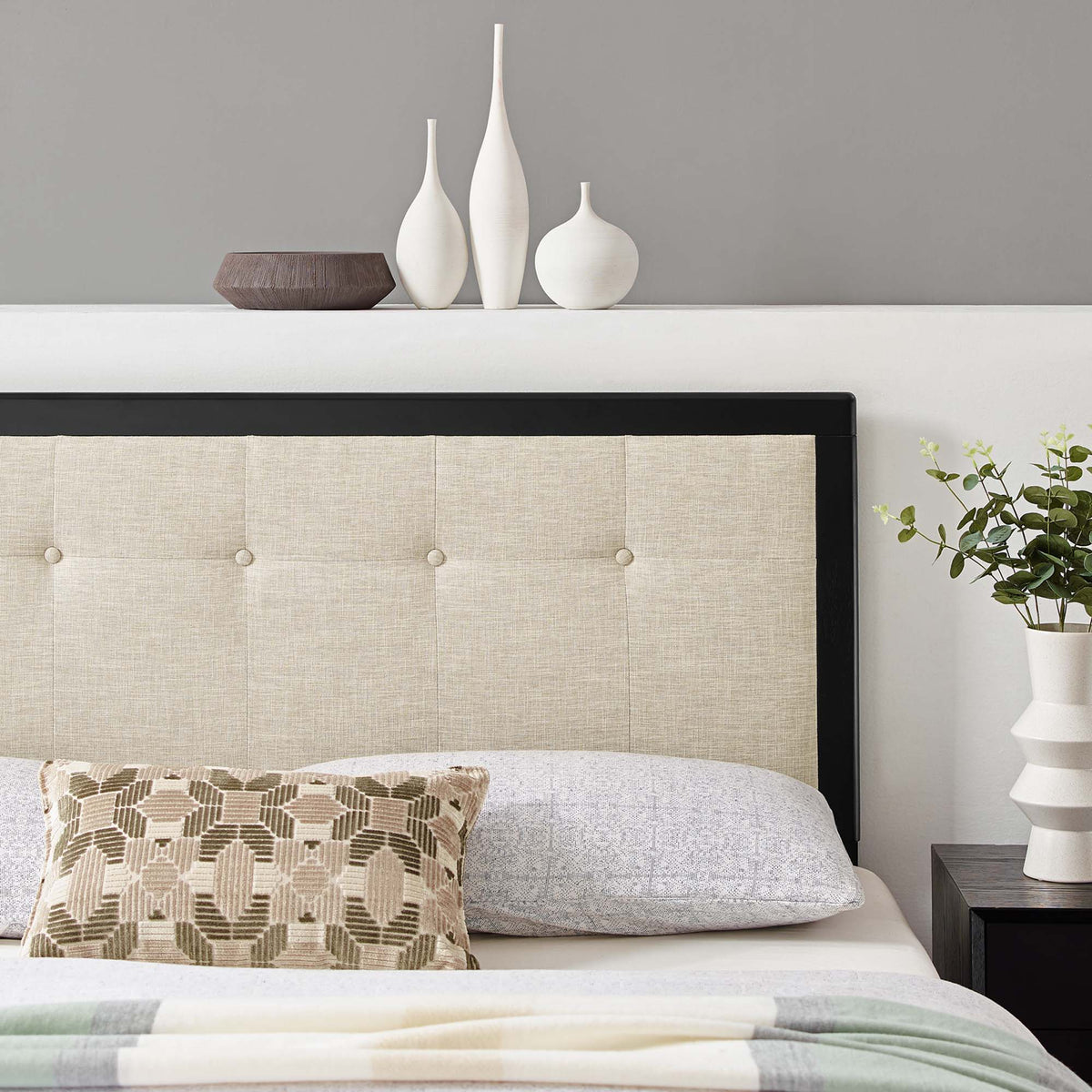 Draper Tufted Fabric and Wood King Headboard by Modway