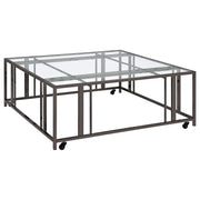 Coaster Fine Furniture Adri - Square Glass Top Coffee Table With Casters | Meri Furniture