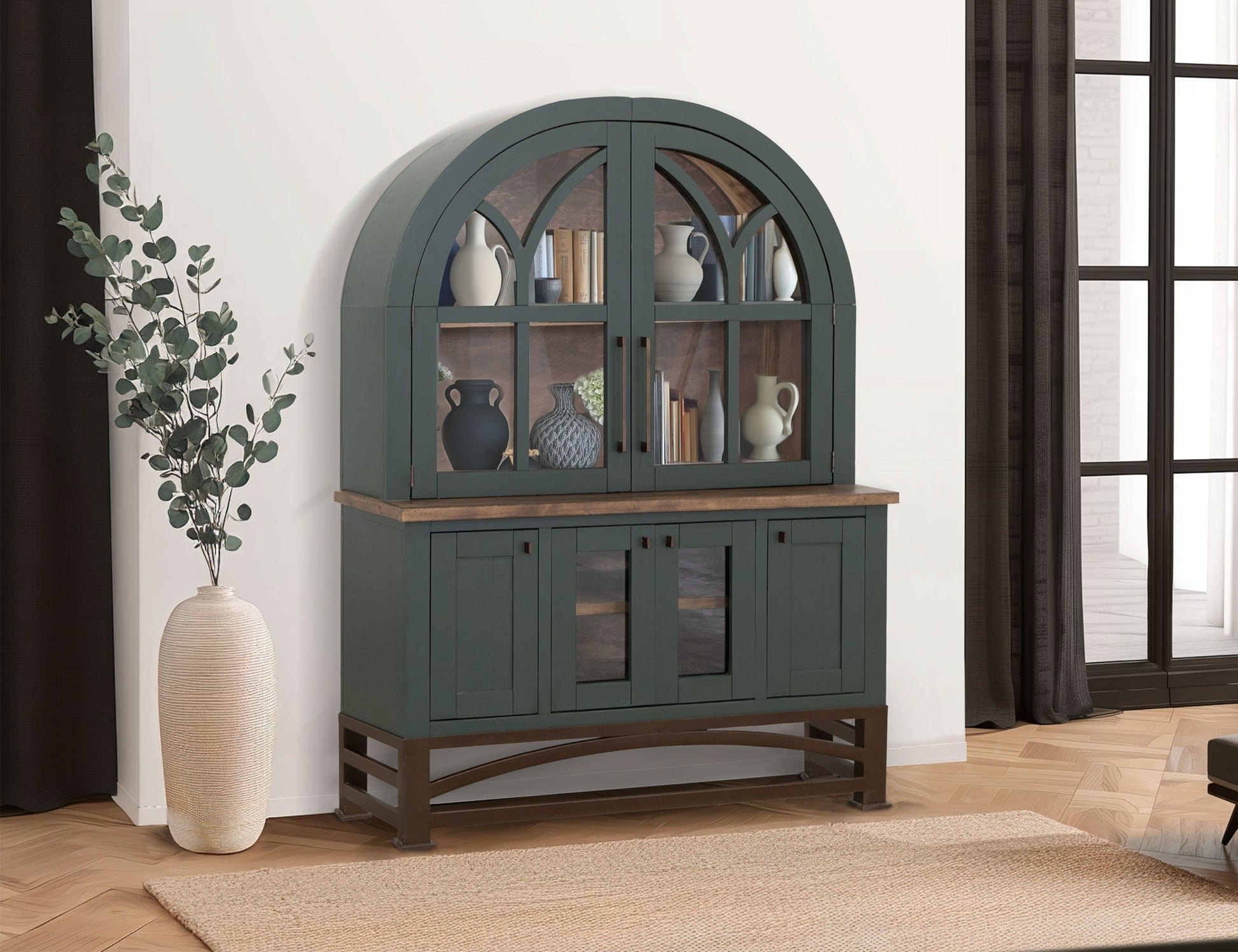 International Furniture Direct Obsidian - Hutch - Green / Brown | Meri Furniture