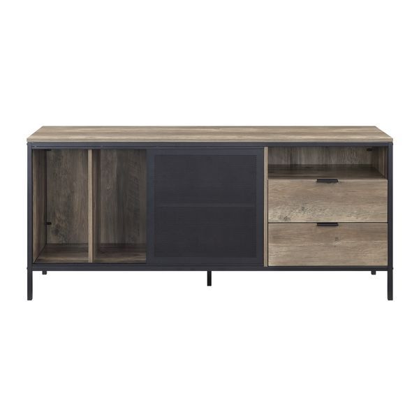 ACME Nantan - TV Stand - Rustic Oak & Black Finish - 28" | Meri Furniture