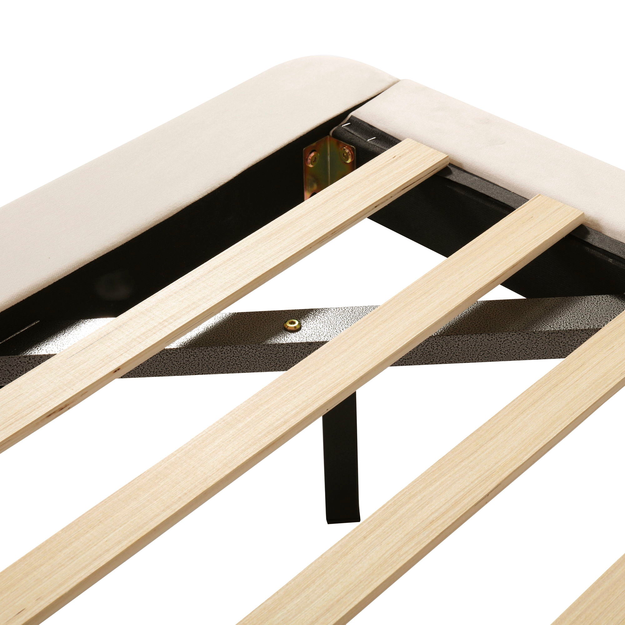 Upholstered Platform Bed With Sensor Light And 2 Large Backrests, With 2 Sets Of USB Port And Socket On Each Rear Bed Leg