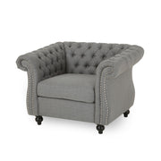 Nexuson - Upholstered Chesterfield Chair With Deep Tufted And Nailhead Trim