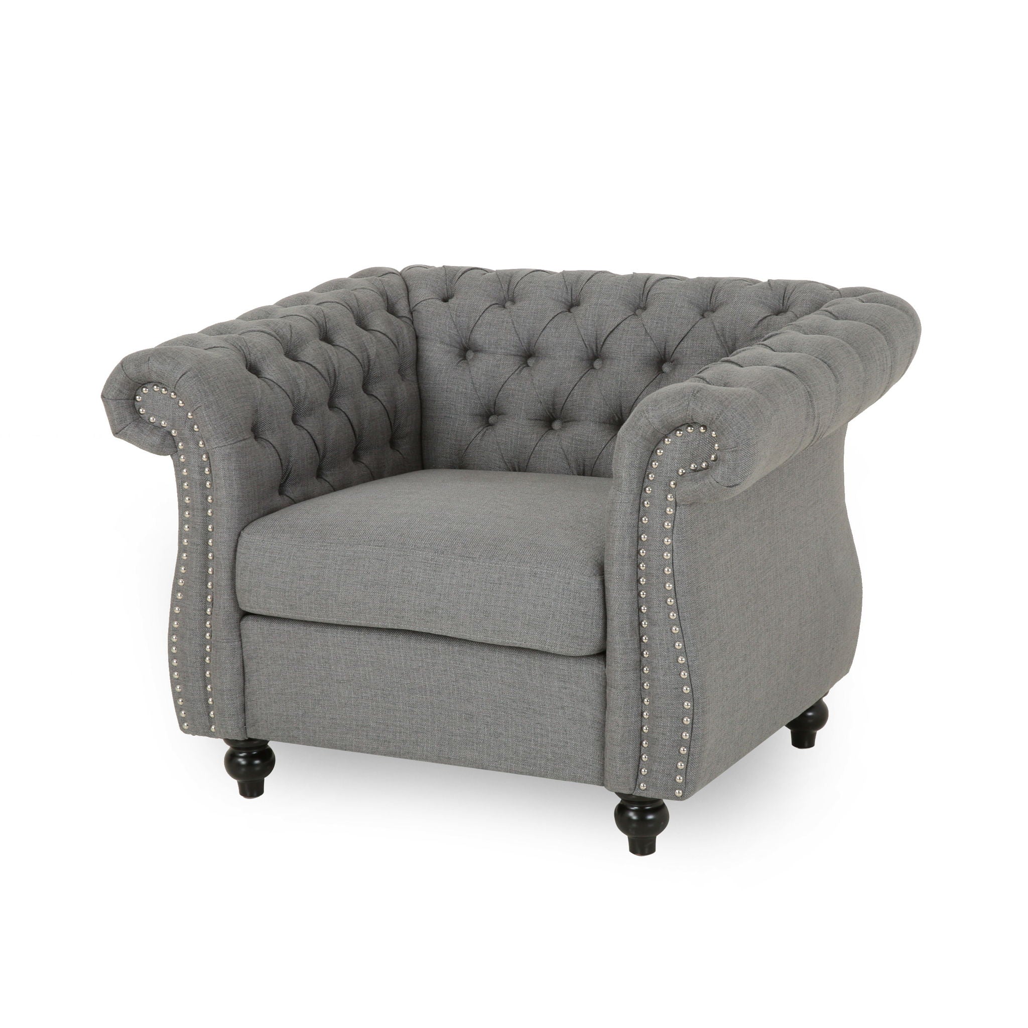 Nexuson - Upholstered Chesterfield Chair With Deep Tufted And Nailhead Trim